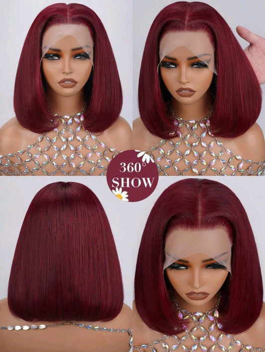 Red Straight Short Bob Wig